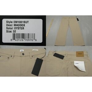 Edwin Chinos Mens 32x32 Khaki‎ Maddox Slim Oyster Flex Performance USA $158 NEW